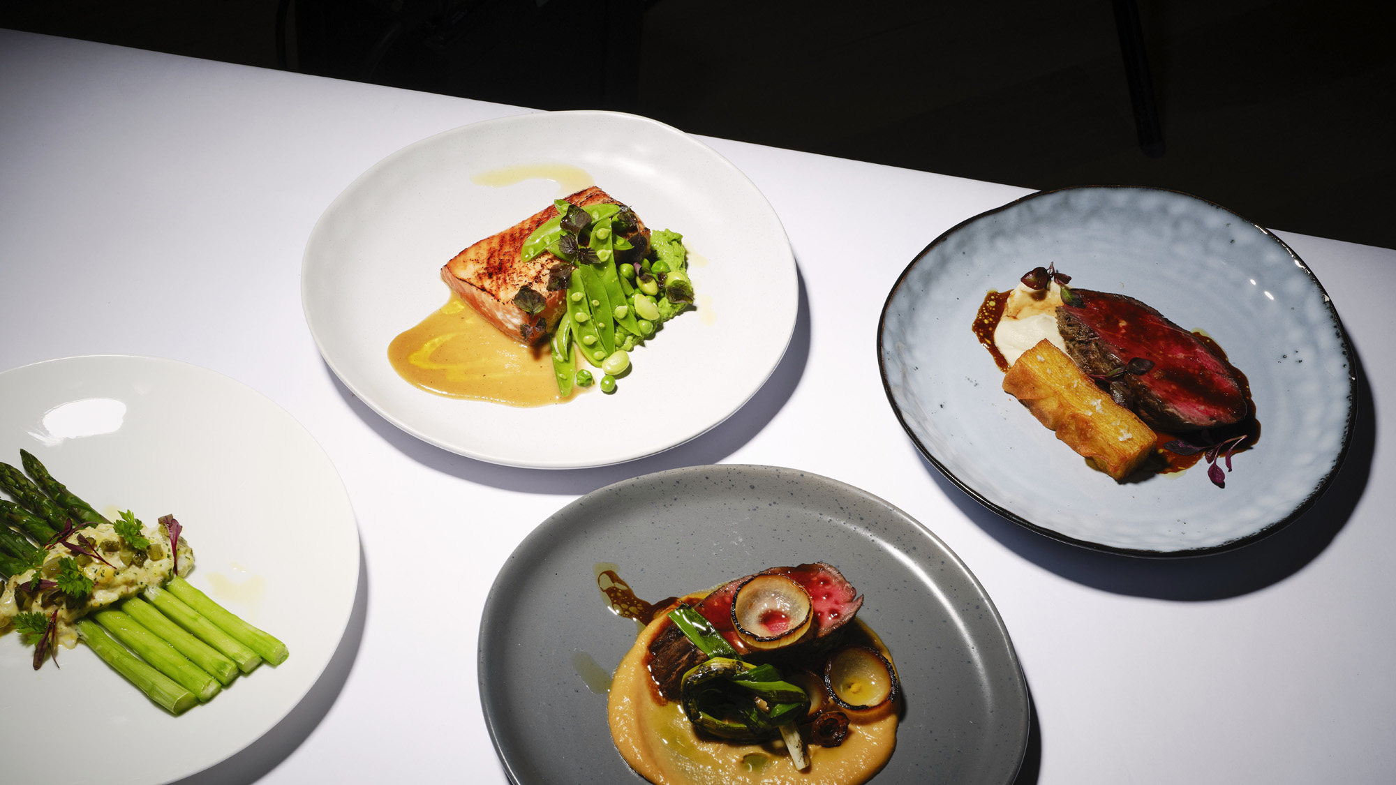 A selection of plated entrees and mains