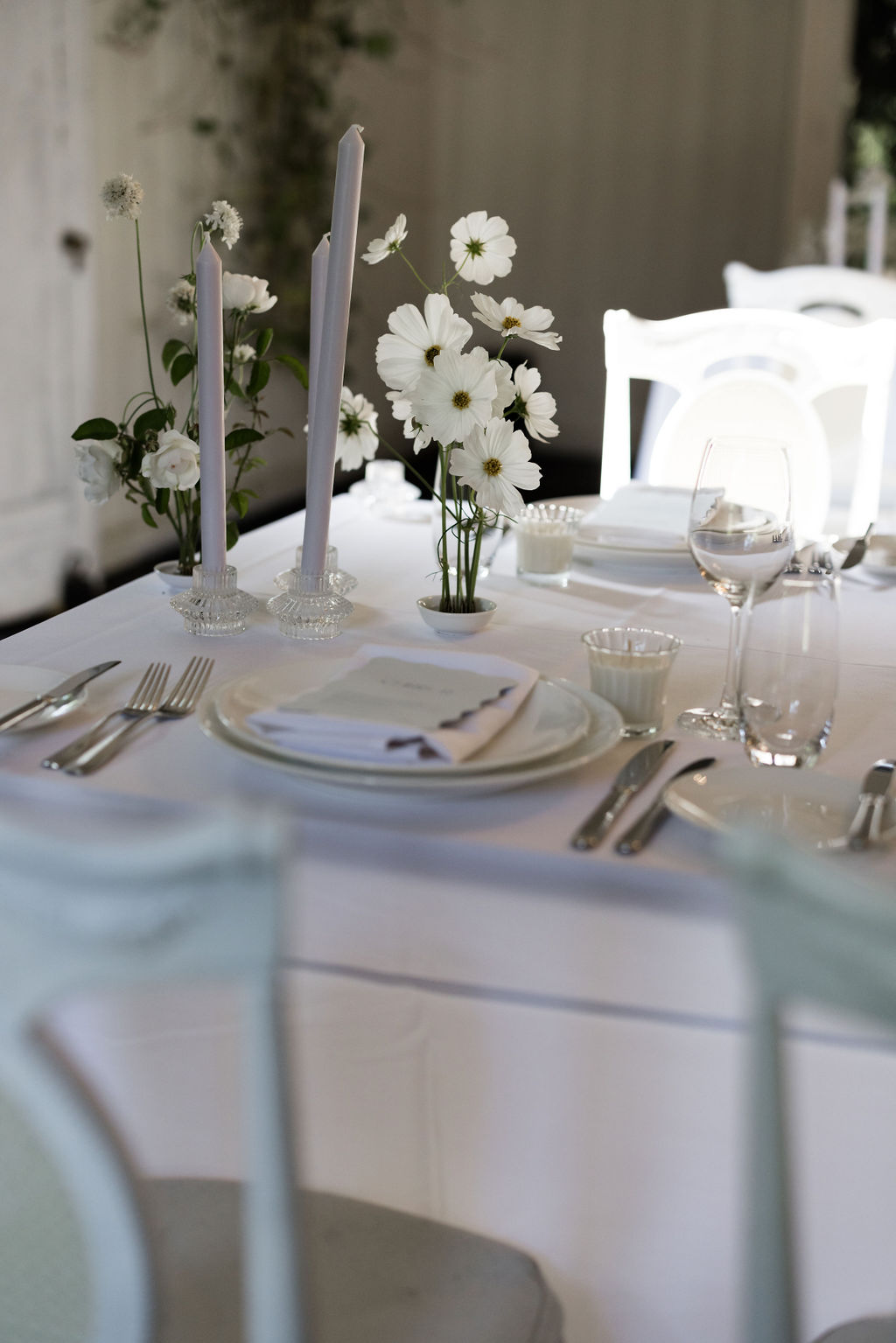 Beautiful table set up for a sit down dinner.